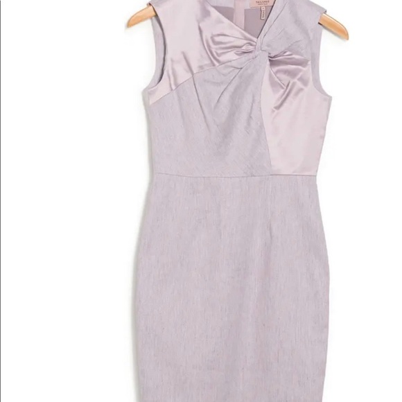 Tailored By Rebecca Taylor Women Cream Sleeveless Satin Trim Twist Dress SZ 8 - Picture 2 of 3